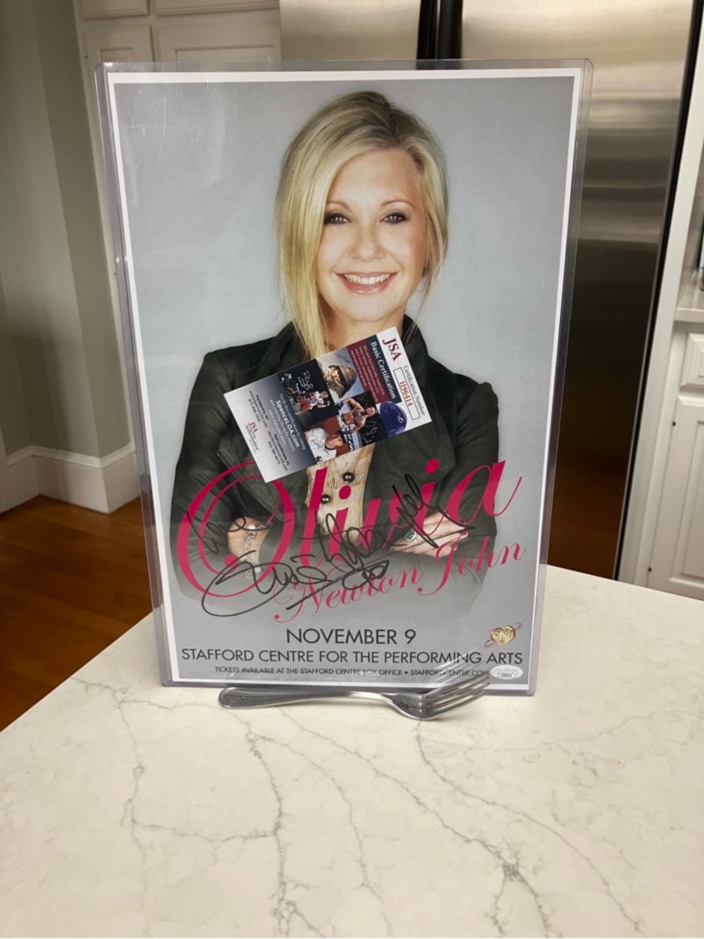 Olivia Newton-John signed poster, certified authentic